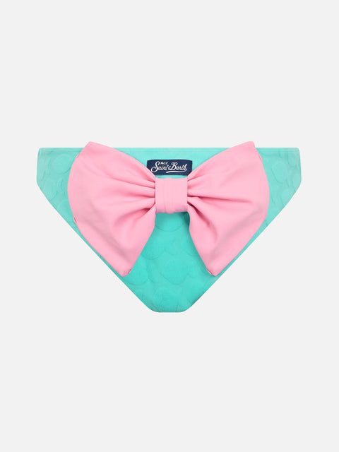 Girl water green swim briefs Madame with bow - MC2 Saint Barth