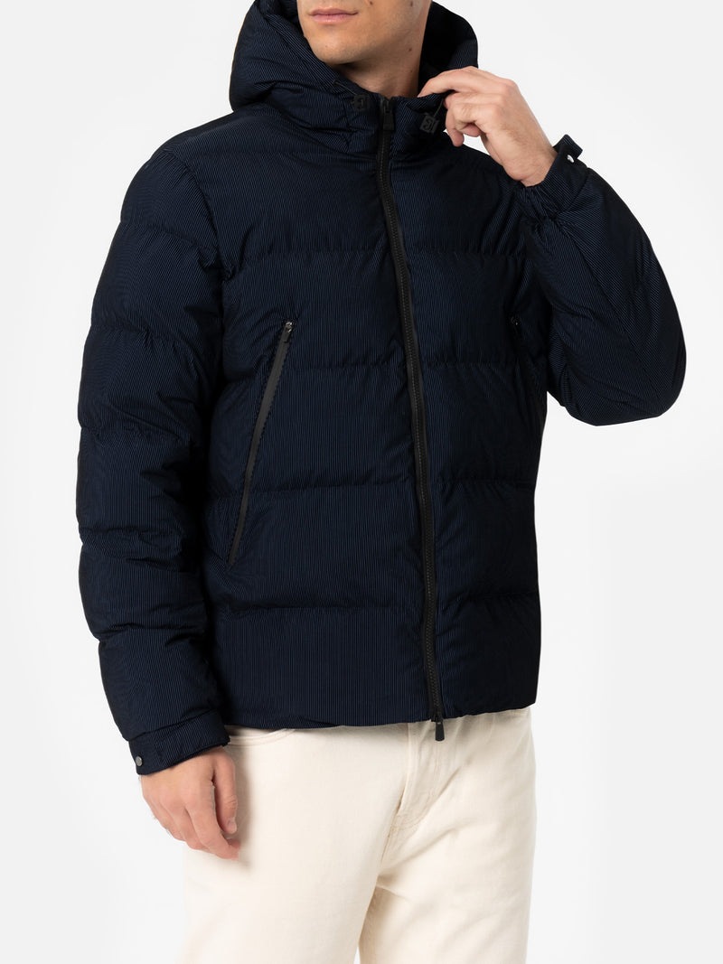 Marineblaue Pufferjacke in Cord-Optik mit Kapuze für Herren von Maier