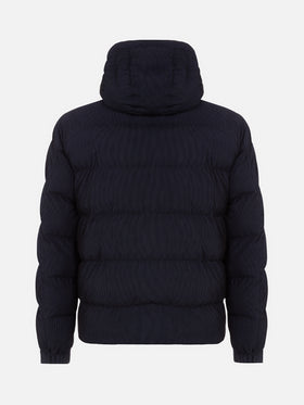 Marineblaue Pufferjacke in Cordoptik mit Kapuze für Herren von Maier