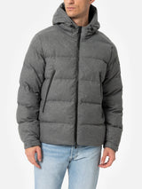 Man mélange grey flannel hooded puffer jacket Maier