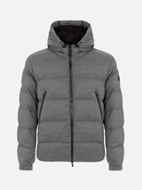 Man mélange grey flannel hooded puffer jacket Maier