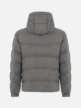 Man mélange grey flannel hooded puffer jacket Maier - MC2 Saint Barth