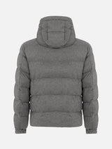 Man mélange grey flannel hooded puffer jacket Maier