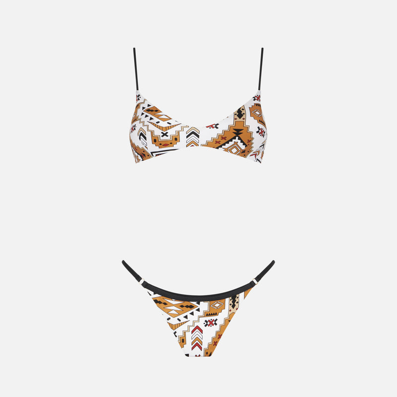 Woman bralette bikini with aztech print