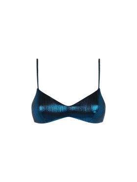 Top bralette donna in lamina blu