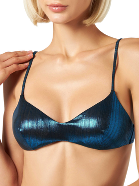 Top bralette donna in lamina blu