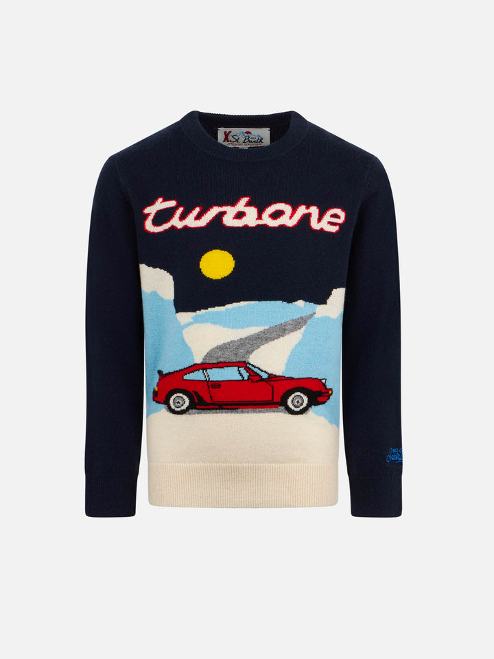 Rundhalspullover für Jungen mit Auto-Jacquard