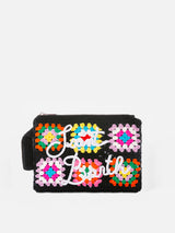 Pouch Parisienne crochet nera con ricamo Saint Barth