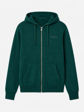 Sudadera con capucha Mahony de lana en color verde liso 