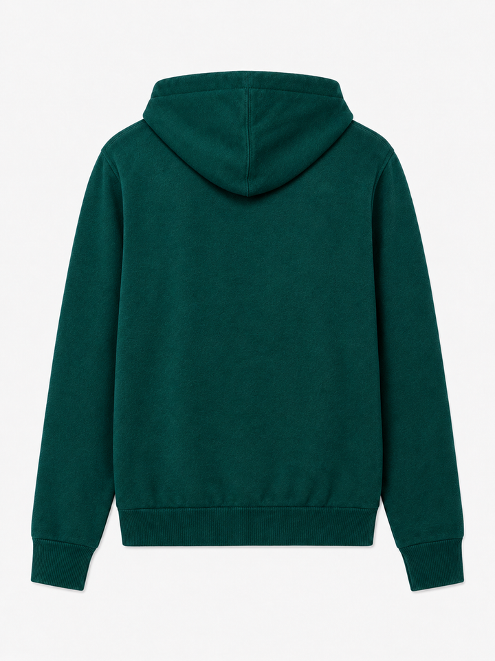 Pull à capuche Mahony en laine de couleur unie verte 