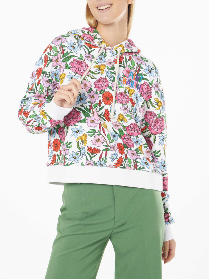 Cotton hoodie with flower print - MC2 Saint Barth
