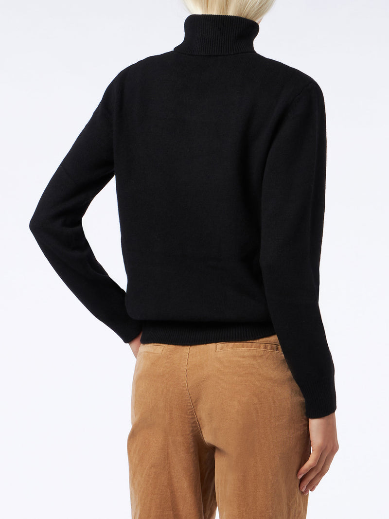 Woman black cashmere blend turtleneck sweater Moody