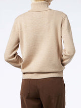 Woman beige cashmere blend turtleneck sweater Moody