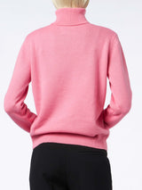 Woman pink cashmere blend turtleneck sweater Moody