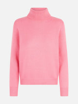 Woman pink cashmere blend turtleneck sweater Moody