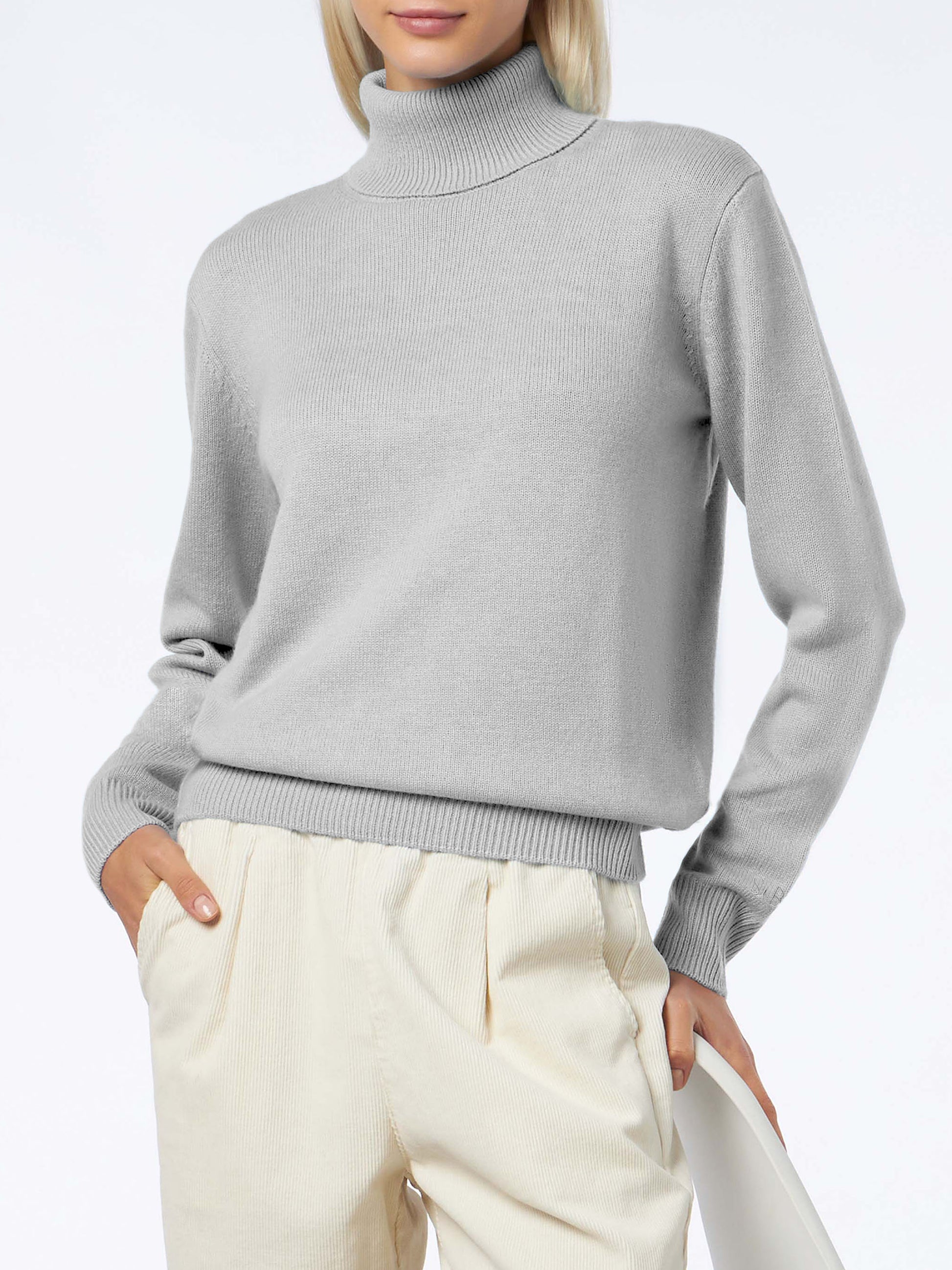 Woman mélange grey pure cashmere turtleneck sweater Moody - MC2 Saint Barth