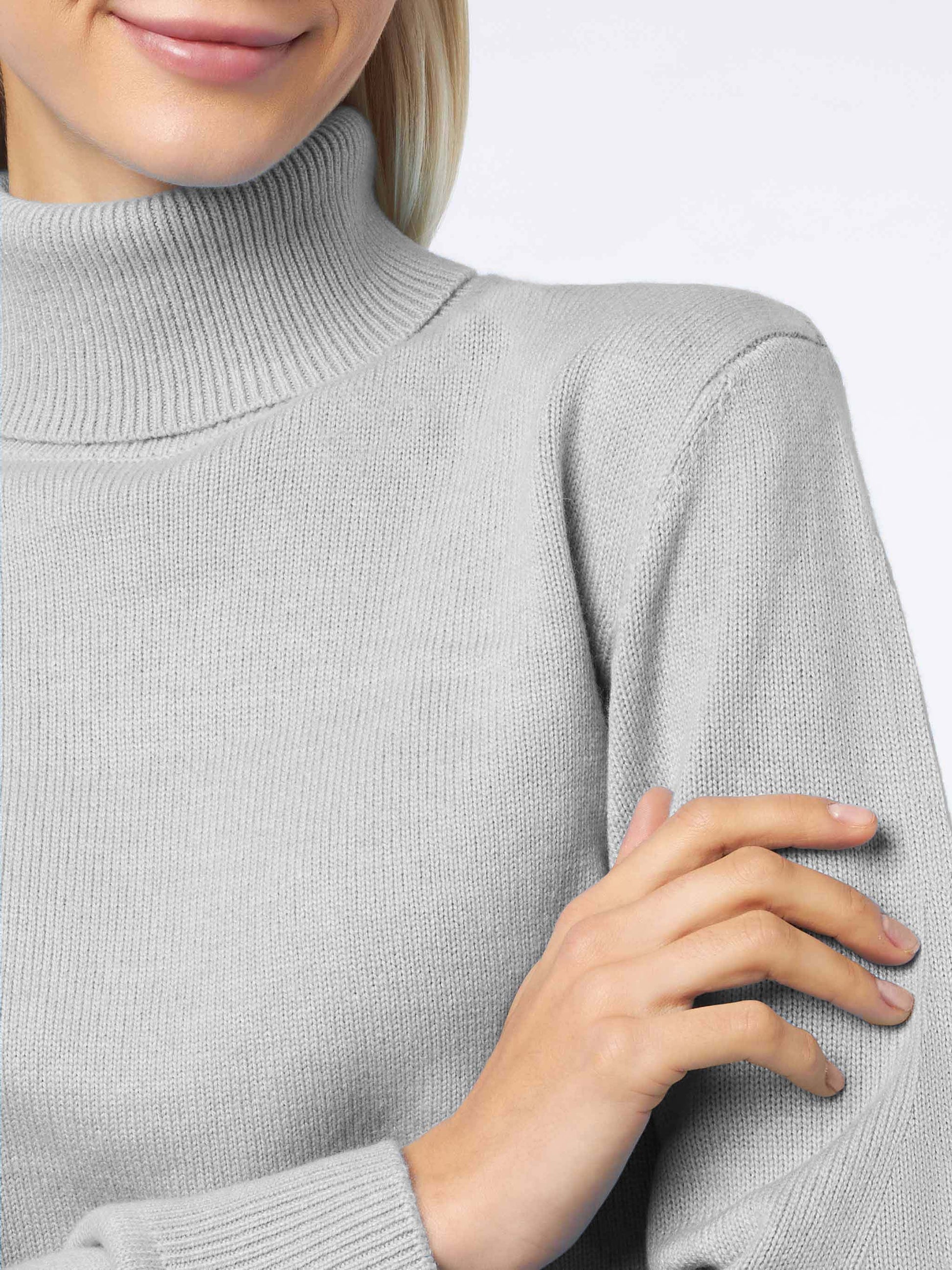 Woman mélange grey pure cashmere turtleneck sweater Moody - MC2 Saint Barth