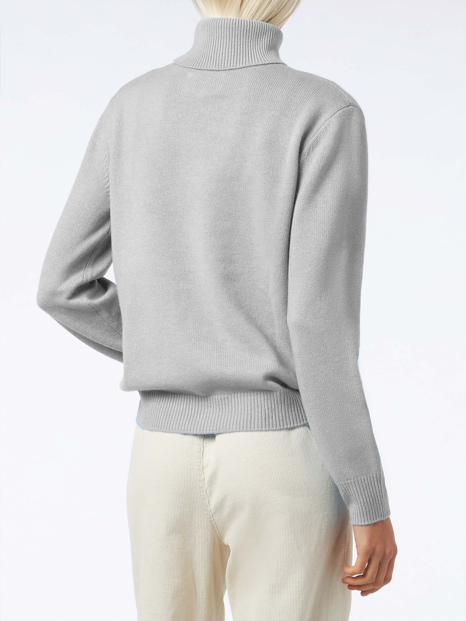 Woman mélange grey pure cashmere turtleneck sweater Moody - MC2 Saint Barth