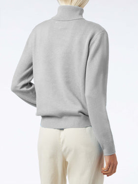 Woman mélange grey pure cashmere turtleneck sweater Moody - MC2 Saint Barth