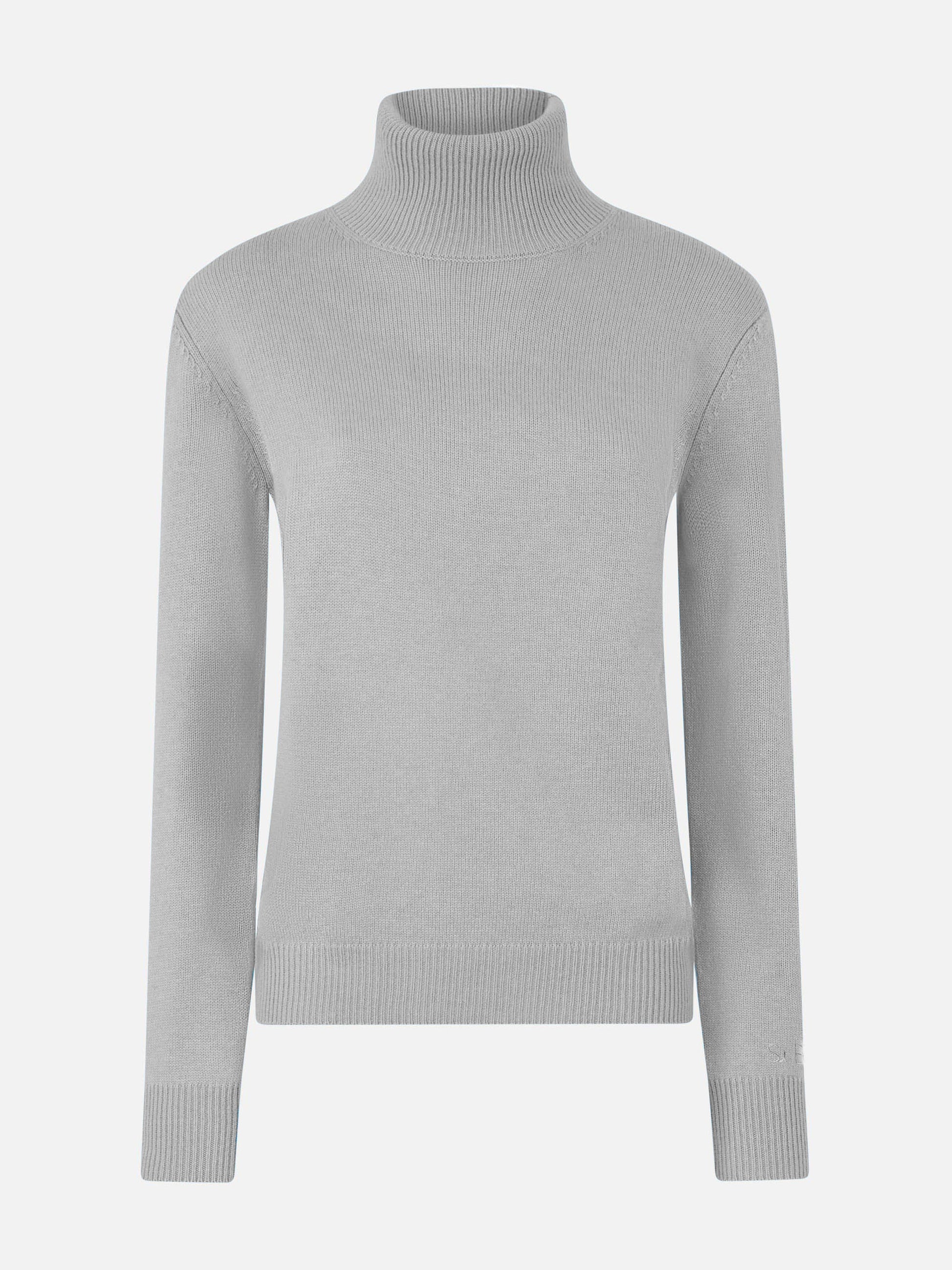 Woman mélange grey pure cashmere turtleneck sweater Moody - MC2 Saint Barth
