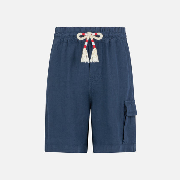 Jungen-Bermudashorts aus marineblauem Leinen