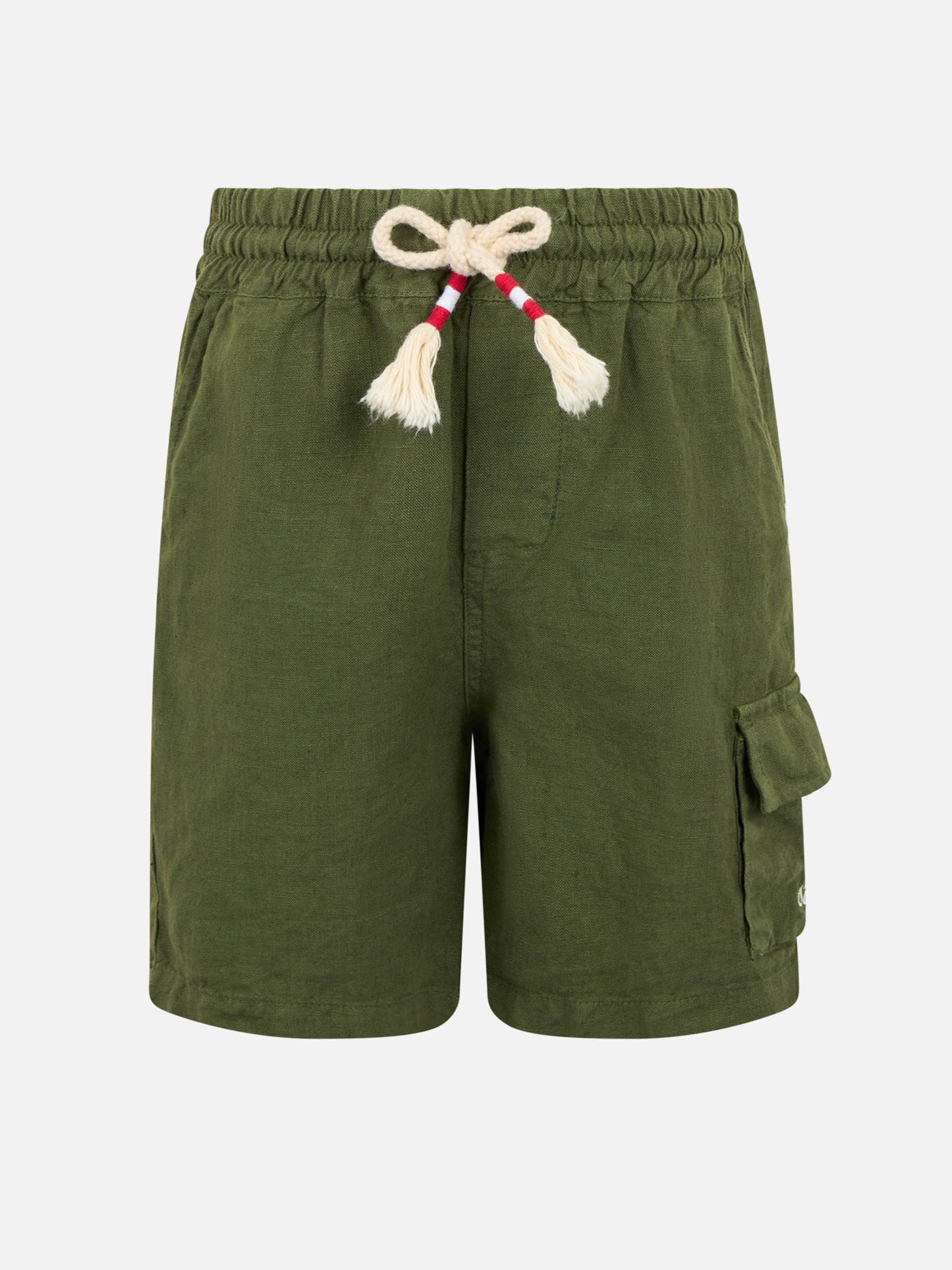 Bermuda da bambino in lino verde militare Marseille Jr