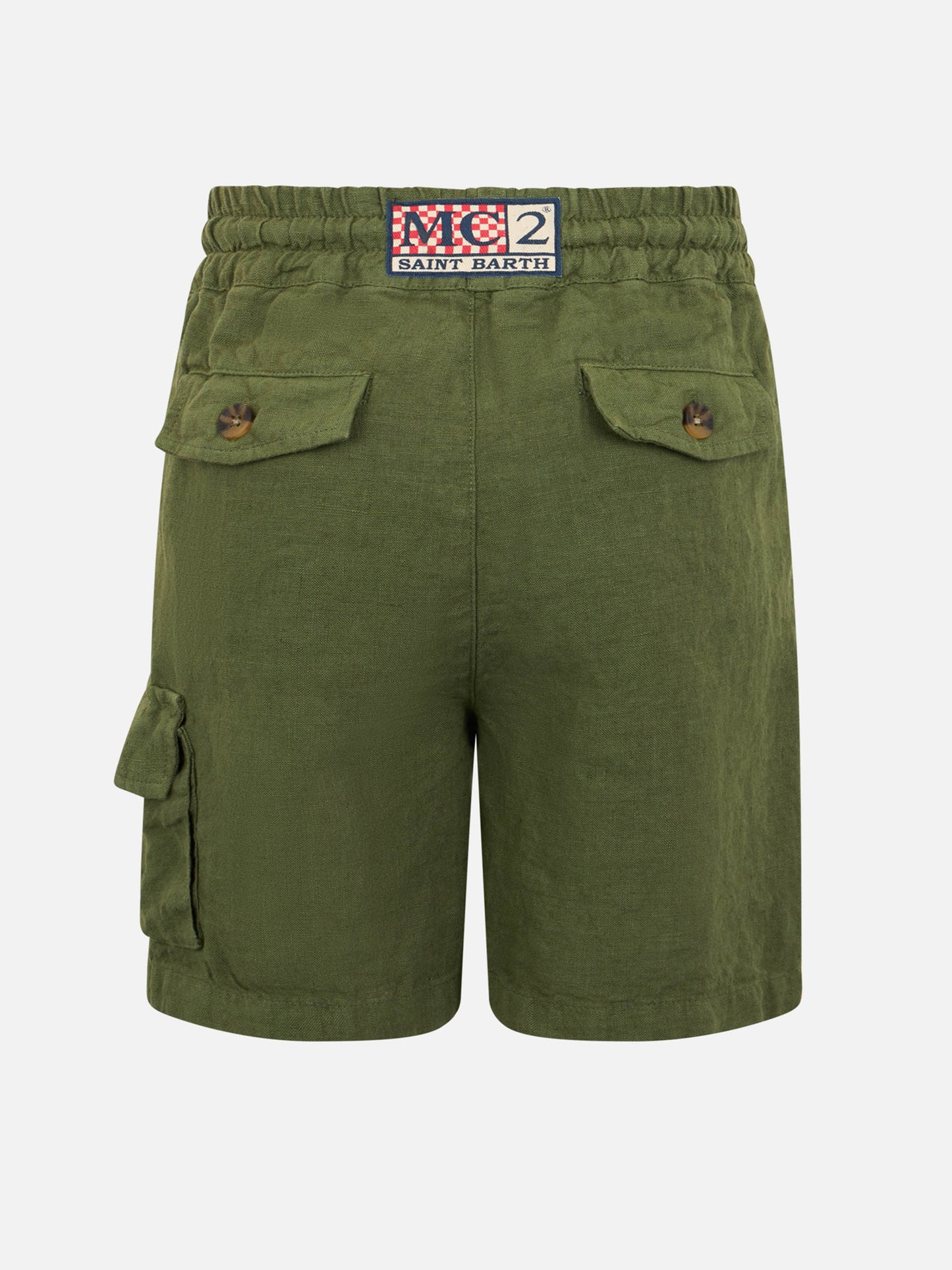 Bermuda da bambino in lino verde militare Marseille Jr