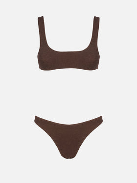 Bikini bralette froissé marron pour femme Naima Elise 