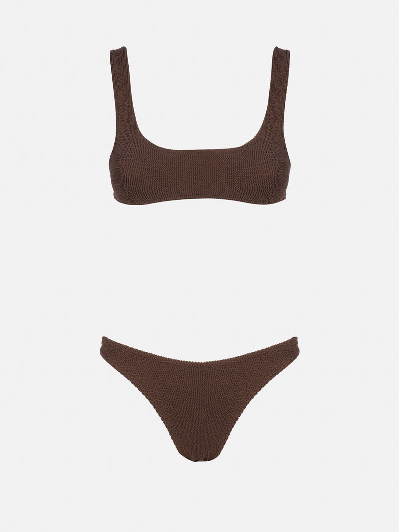 Woman brown crinkle bralette bikini Naima Elise