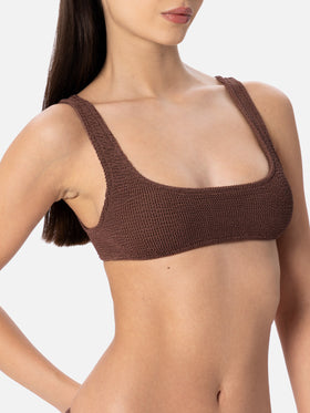 Woman brown crinkle bralette bikini Naima Naomi