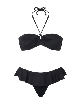 Woman black bandeau bikini