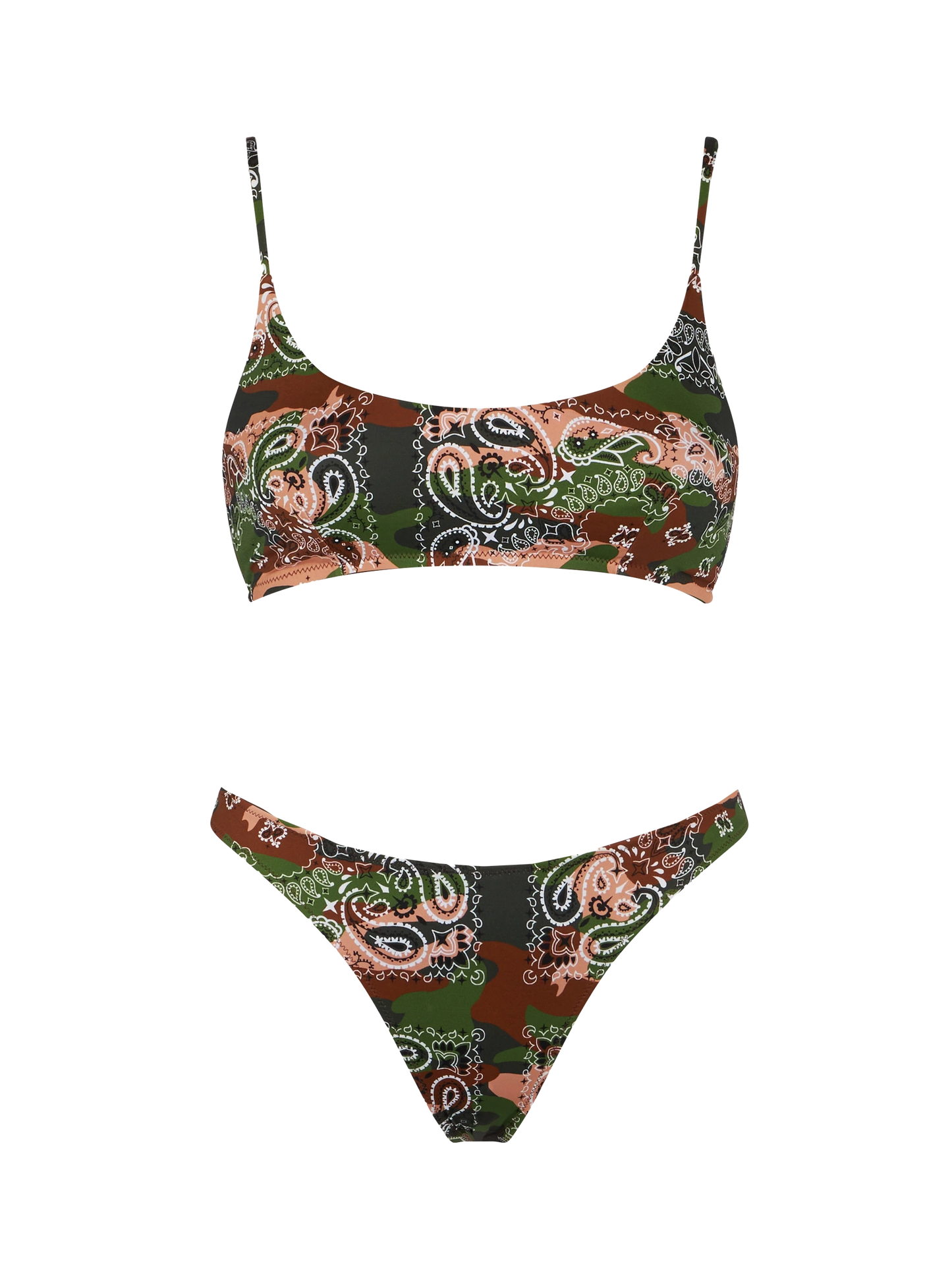 Bikini da donna a bralette con stampa bandana mimetica