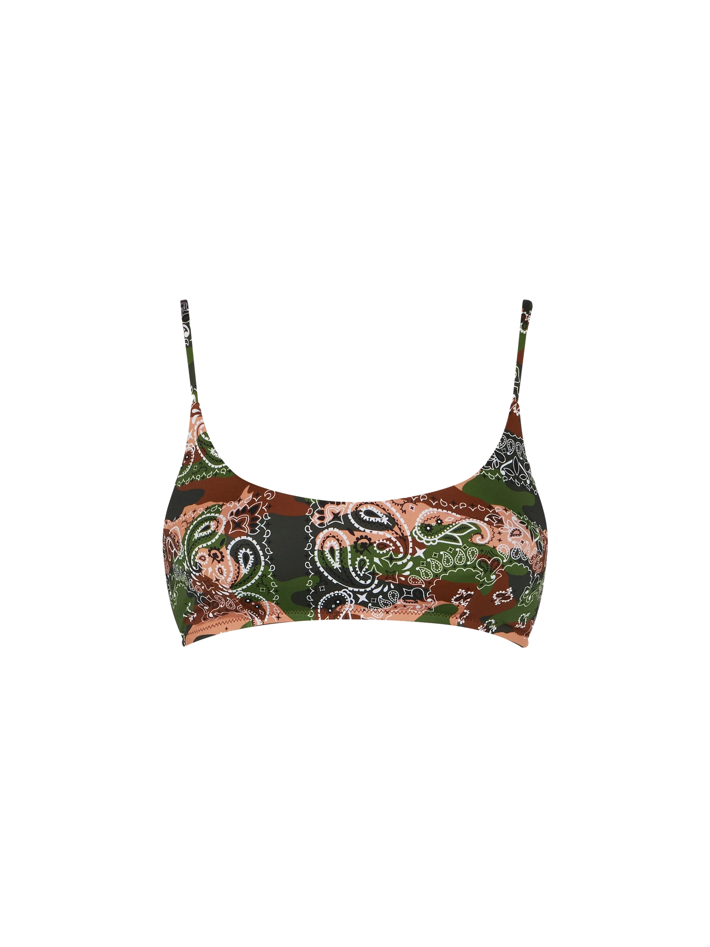 Woman bralette swimsuit with mimetic bandanna print