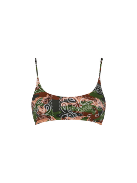 Woman bralette swimsuit with mimetic bandanna print