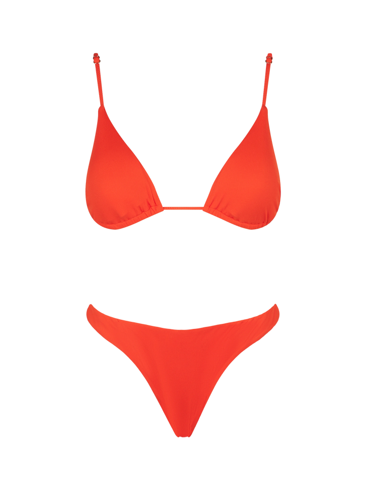 Orangefarbener Triangel-Bikini für Damen