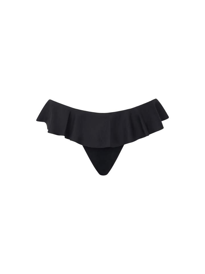 Woman black bandeau bikini