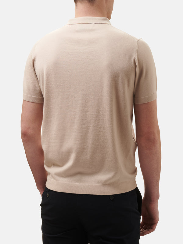 Beiges Poloshirt Owen aus Merinowolle für Herren