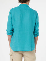 Man teal linen shirt Pamplona