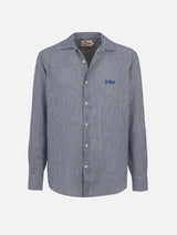 Man navy blue striped linen shirt Pamplona