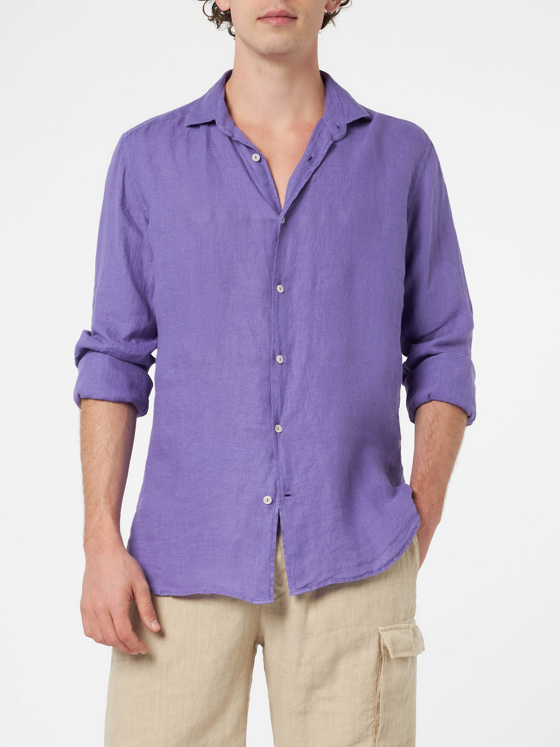 Pamplona linen shirt in vintage purple
