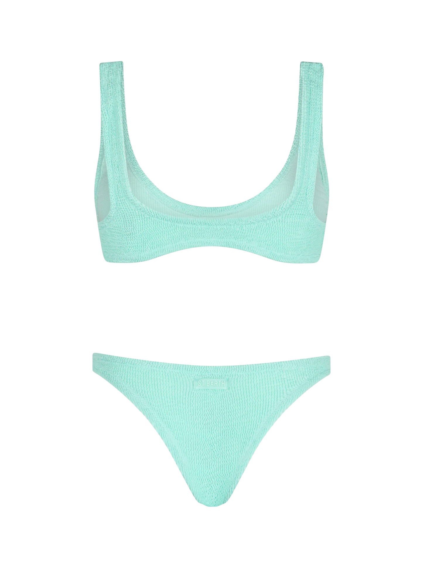 Woman sage green tiny crinkle bikini Pamy Naomi