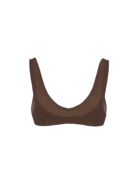 Woman brown tiny crinkle bralette Pamy