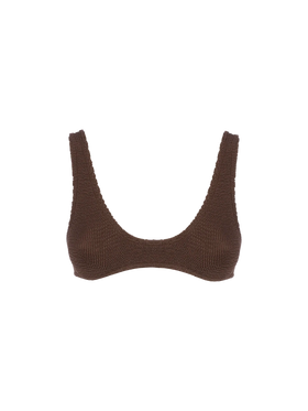 Woman brown tiny crinkle bralette Pamy