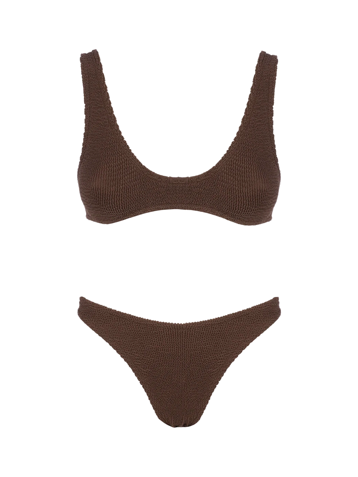 Bikini da donna a bralette marrone crinkle Pamy Elise