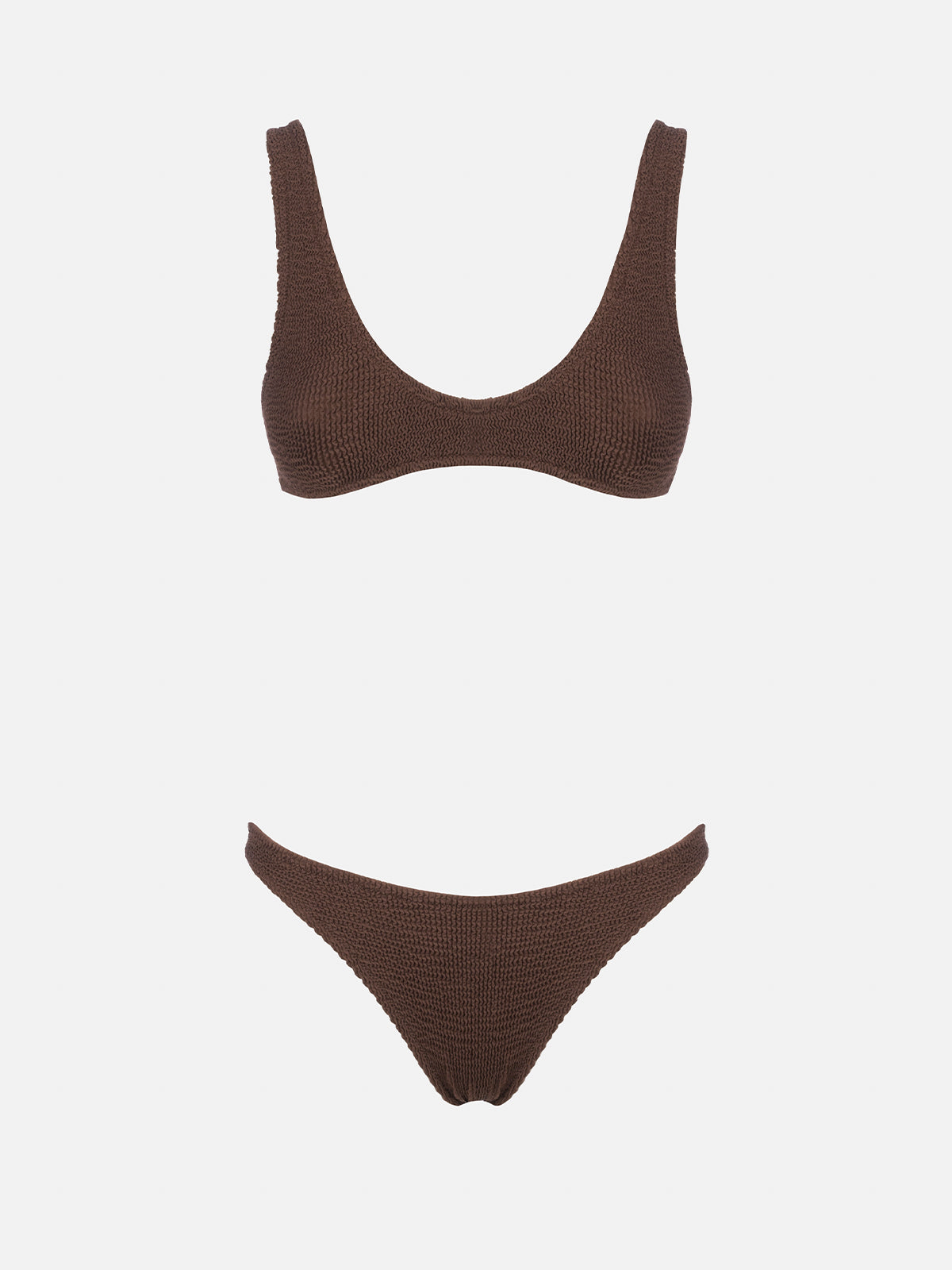 Woman brown crinkle bralette bikini Pamy Naomi