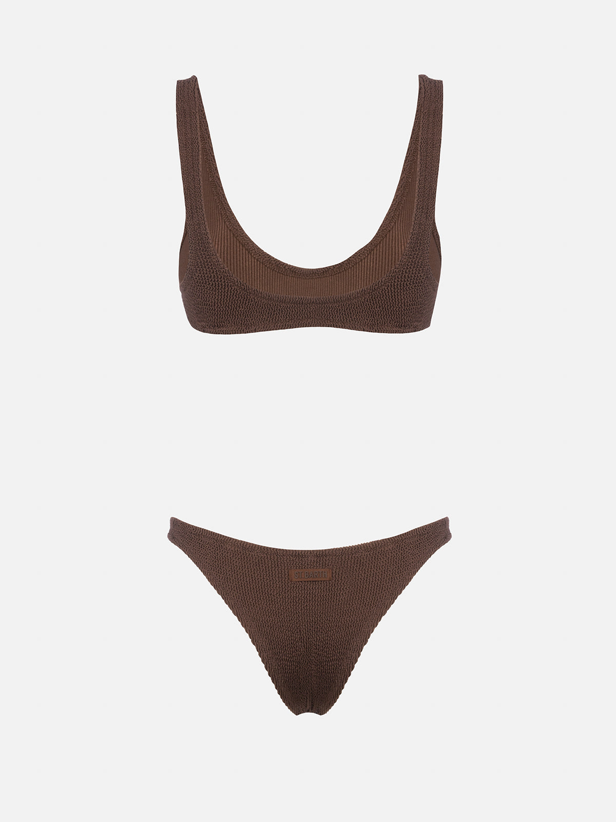 Woman brown crinkle bralette bikini Pamy Naomi