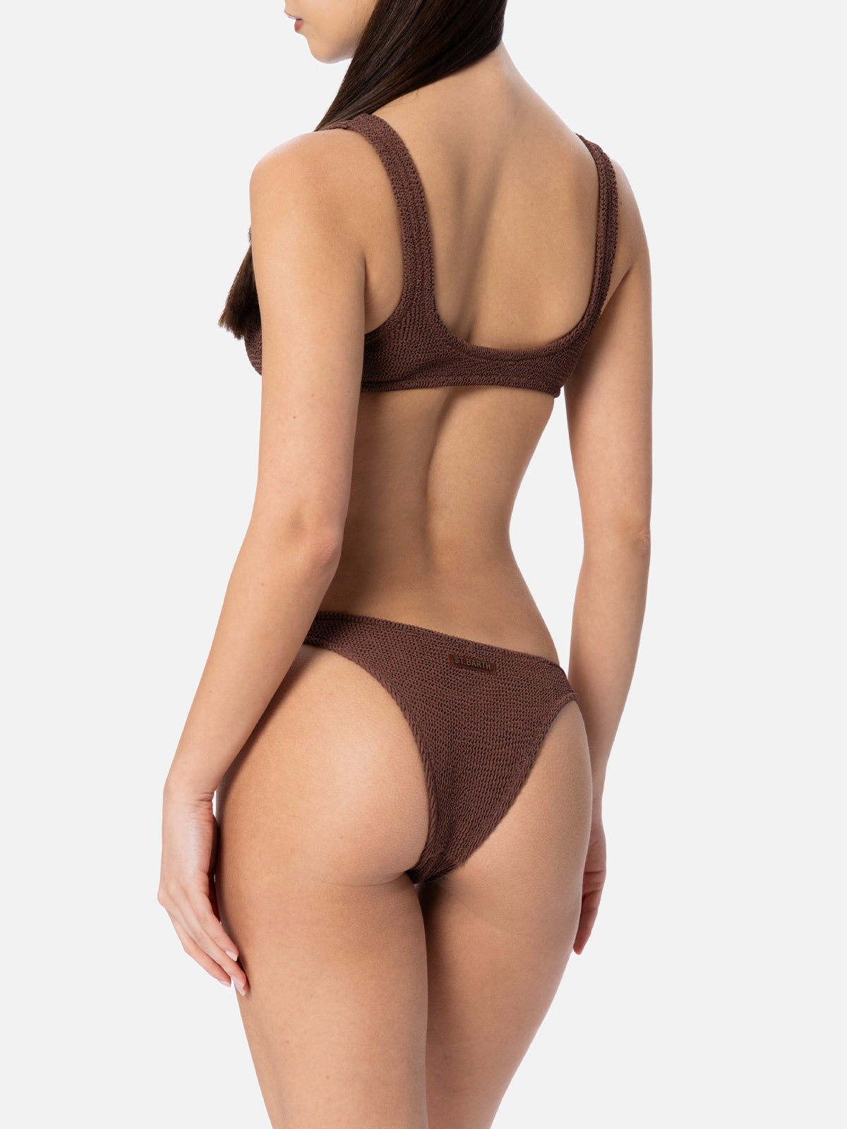 Woman brown crinkle bralette bikini Pamy Naomi