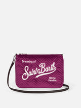 Pouch a tracolla Parisienne sherpa in velluto trapuntato fucsia