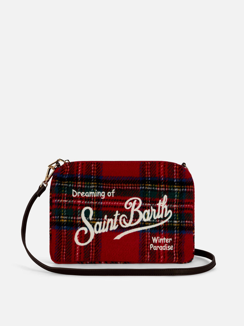 Parisienne cross body pouch bag with tartan pattern