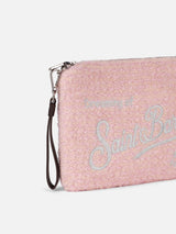 Parisienne pink knit boucle cross-body pouch bag